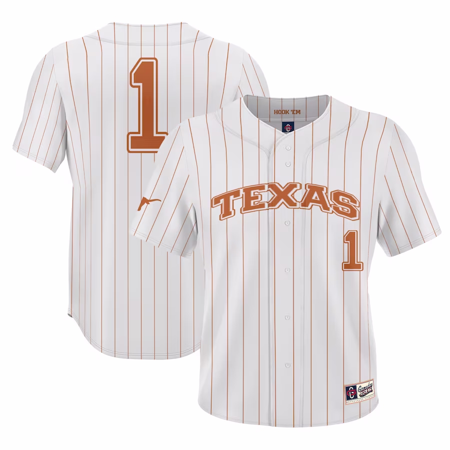 #1 Texas Longhorns GameDay Greats Lightweight Baseball Jersey - White - ujerseystore