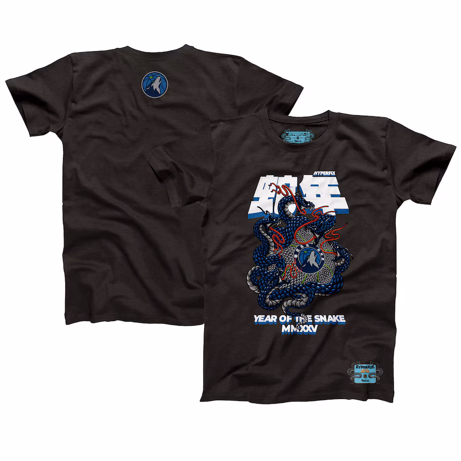 Unisex Minnesota Timberwolves NBALab x Hyperfly Heather Black Year of the Snake Lunar New Year Collection T-Shirt - ujerseystore