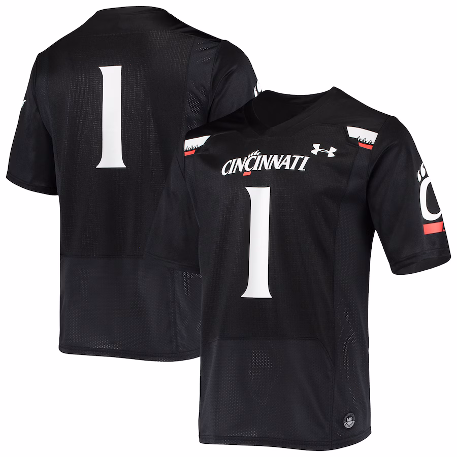 Men's Under Armour #1 Black Cincinnati Bearcats Logo Replica Football Jersey - ujerseystore
