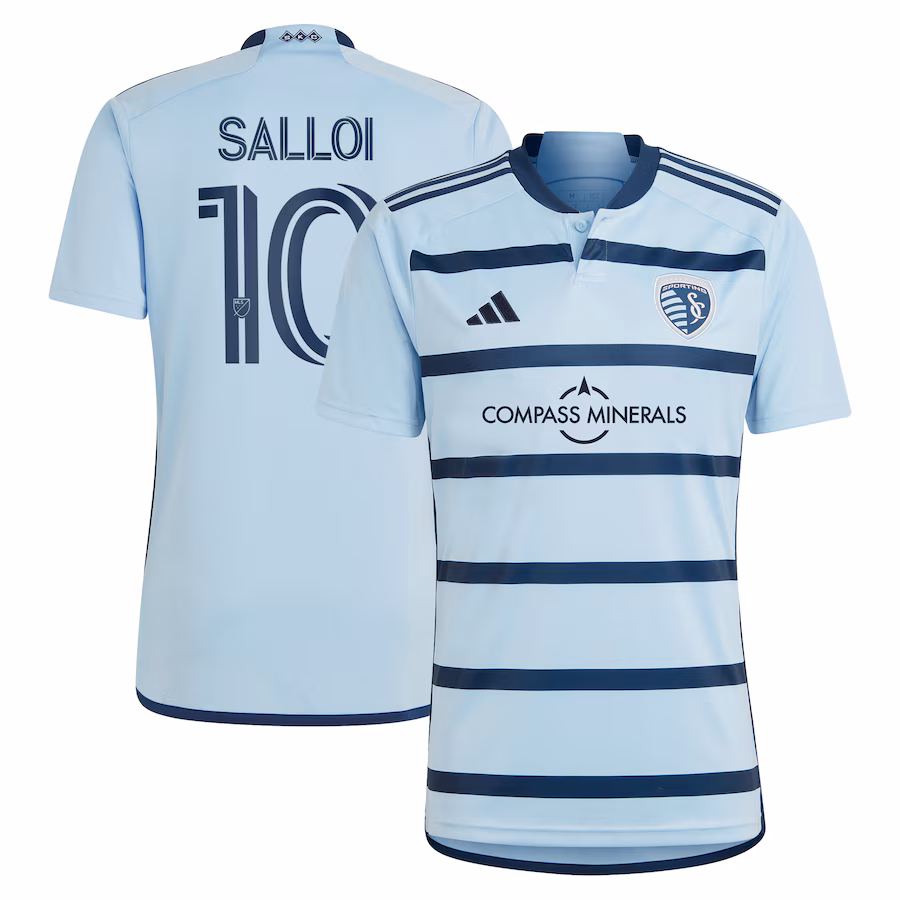 Men's Sporting Kansas City Daniel Salloi adidas Light Blue 2024 Hoops 4.0 Replica Player Jersey - ujerseystore