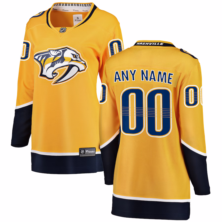 Women's Nashville Predators Fanatics Yellow Home Breakaway Custom Jersey - ujerseystore