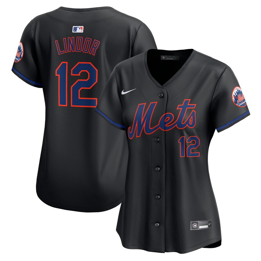 Women's New York Mets Francisco Lindor Nike Black Alternate Limited Player Jersey - ujerseystore