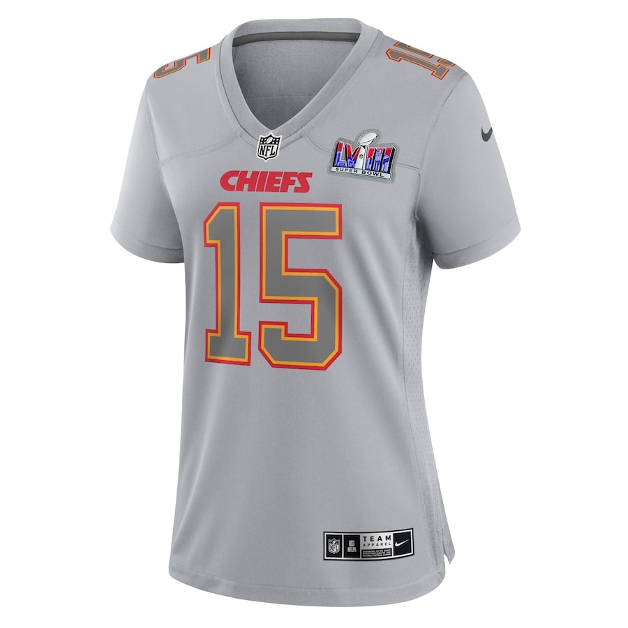 Women's Kansas City Chiefs Patrick Mahomes Nike Gray Super Bowl LVIII Atmosphere Fashion Game Jersey - ujerseystore