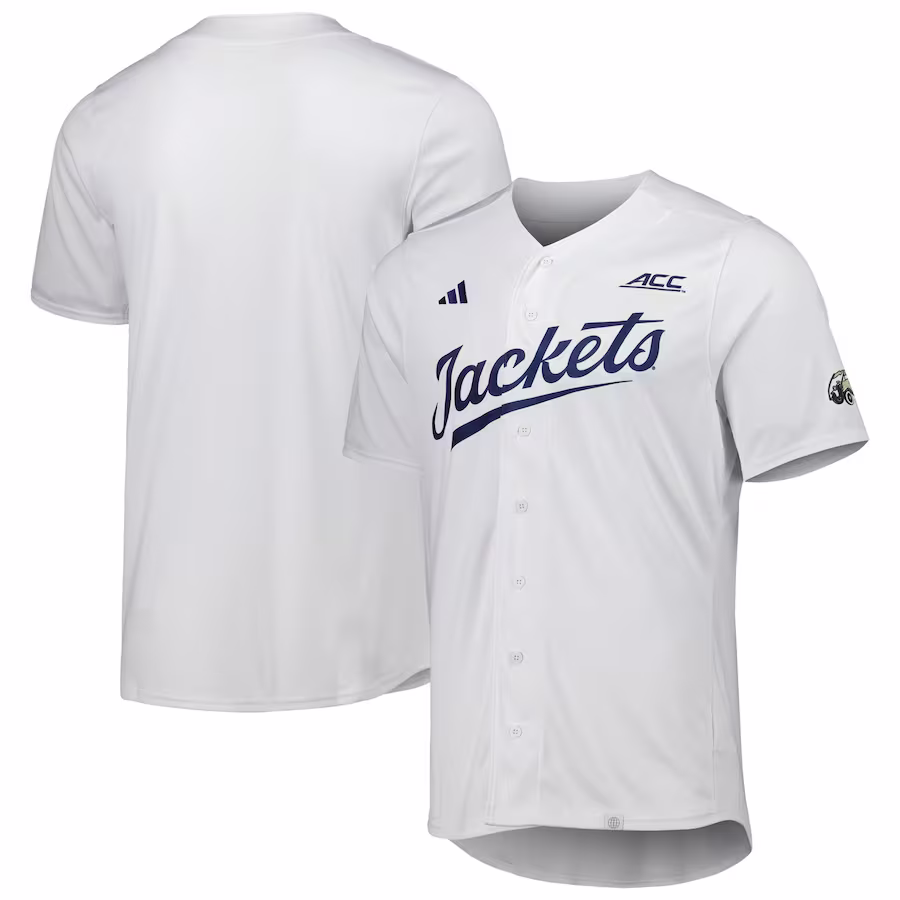 GA Tech Yellow Jackets adidas Team Baseball Jersey - White - ujerseystore