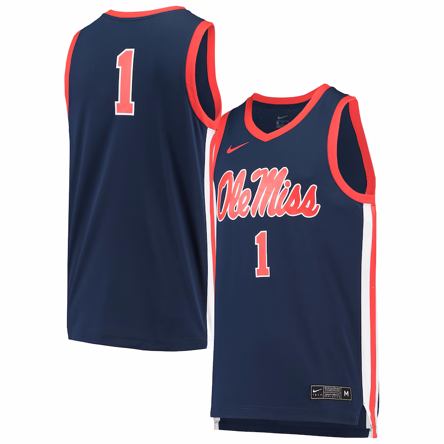 Men's Nike #1 Navy Ole Miss Rebels Replica Basketball Jersey - ujerseystore