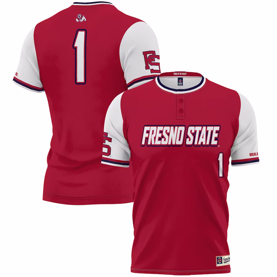 #1 Fresno State Bulldogs GameDay Greats Youth Lightweight Softball Jersey - Red - ujerseystore