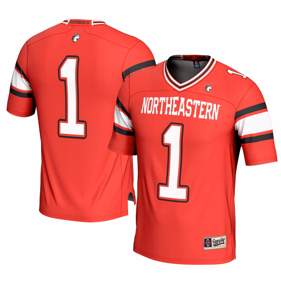 Men's GameDay Greats #1 Red Northeastern Huskies Football Jersey - ujerseystore