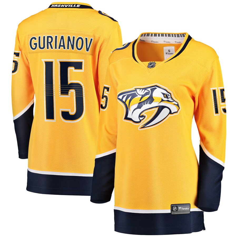 Women's Nashville Predators Denis Gurianov Fanatics Branded Gold Home Breakaway Player Jersey - ujerseystore