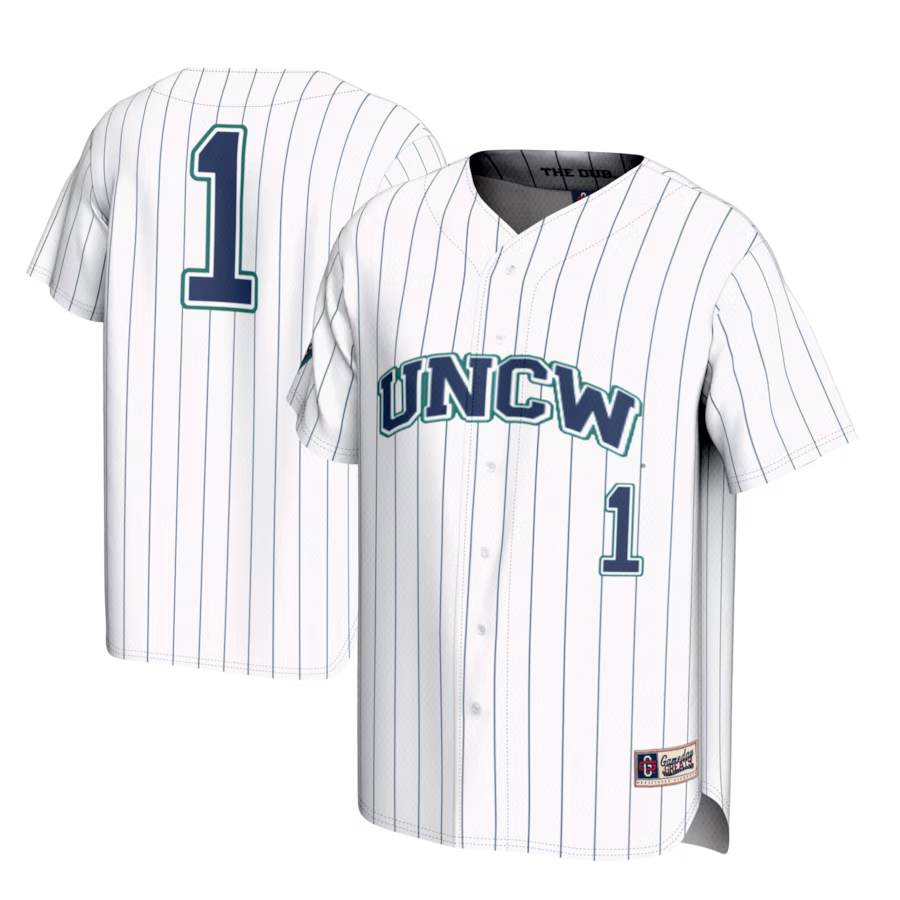 #1 UNC Wilmington Seahawks GameDay Greats Youth Lightweight Baseball Fashion Jersey - White - ujerseystore