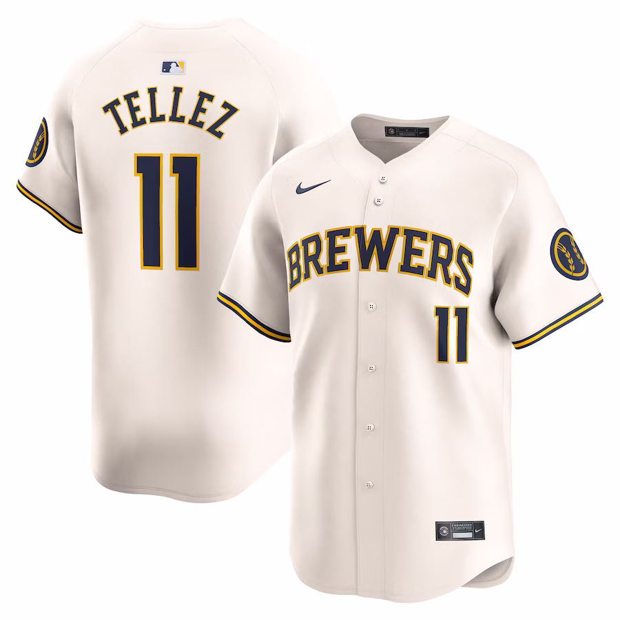 Men's Milwaukee Brewers Rowdy Tellez Nike Cream Home Limited Player Jersey - ujerseystore