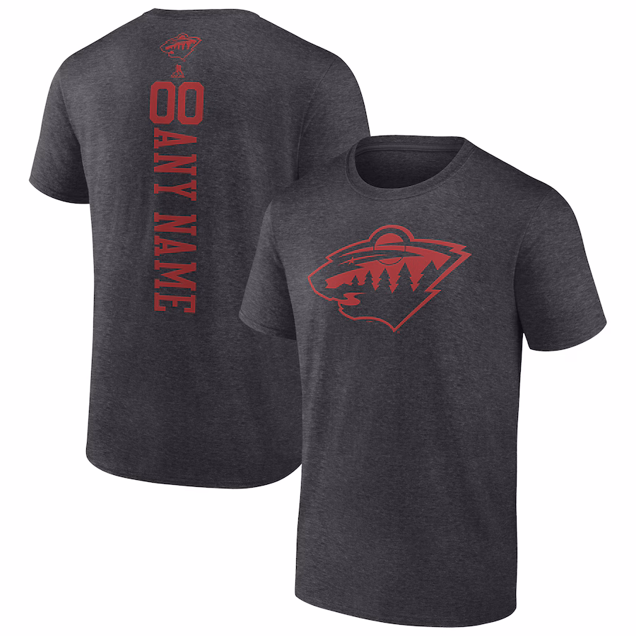 Men's Minnesota Wild Heathered Charcoal Personalized One Color T-Shirt - ujerseystore
