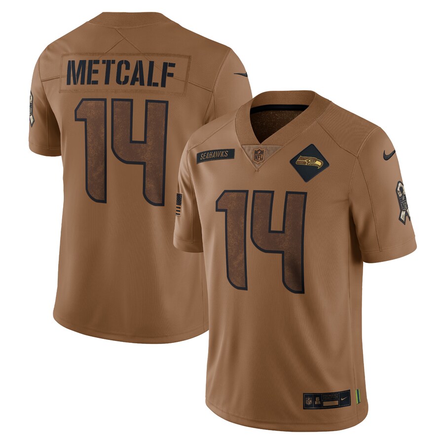 Men's Seattle Seahawks DK Metcalf Nike Brown Salute To Service Limited Jersey - ujerseystore