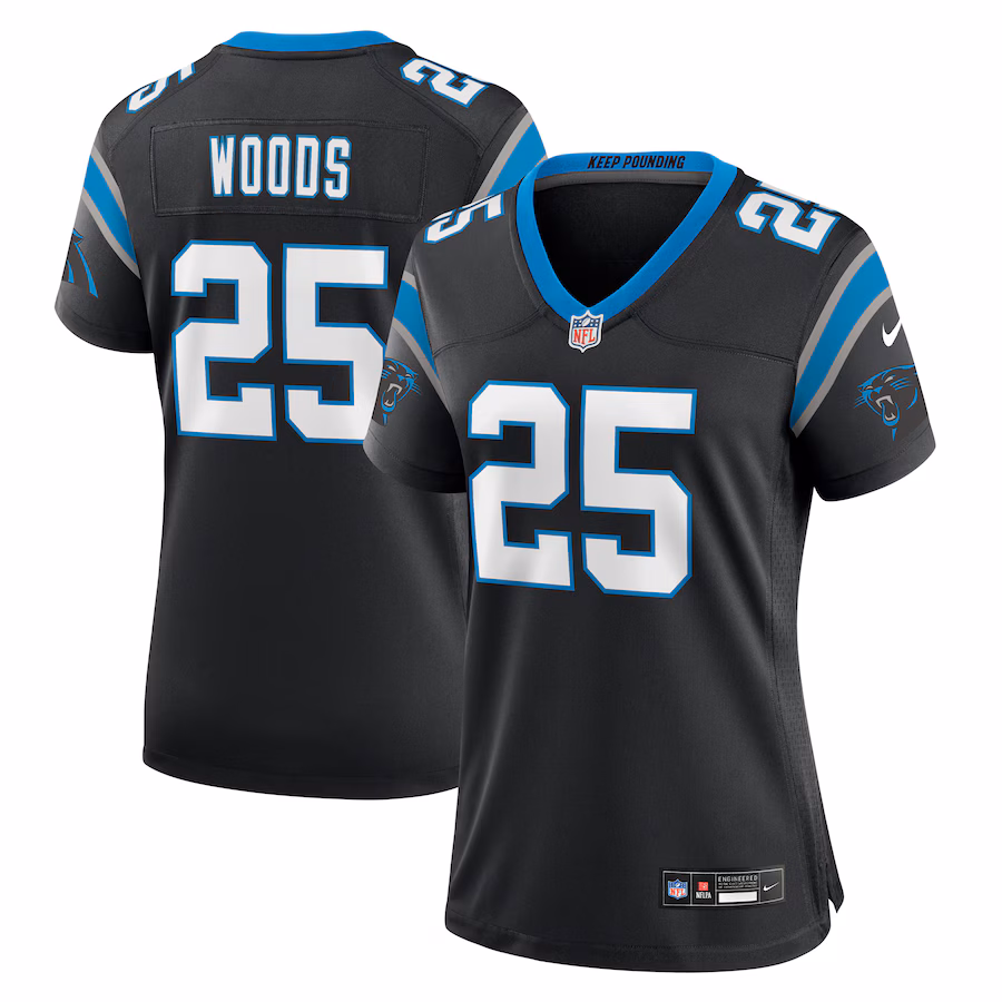 Women's Carolina Panthers Xavier Woods Nike Black Team Game Jersey - ujerseystore