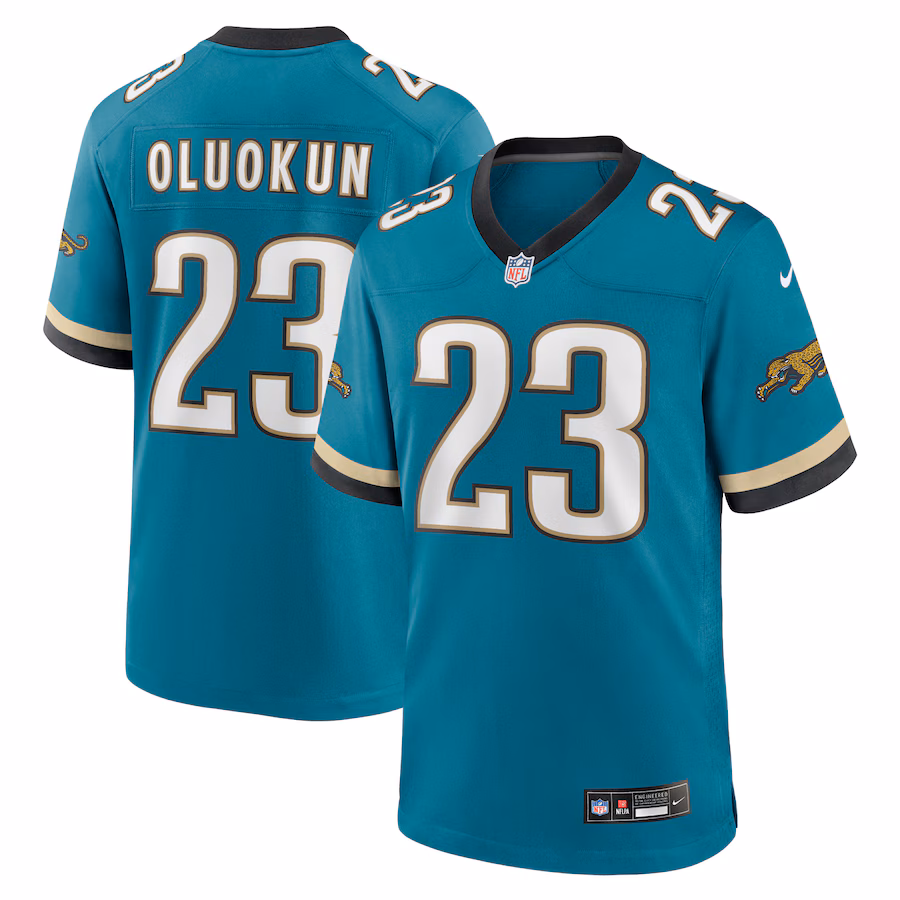 Men's Jacksonville Jaguars Foye Oluokun Nike Teal Prowler Throwback Player Game Jersey - ujerseystore