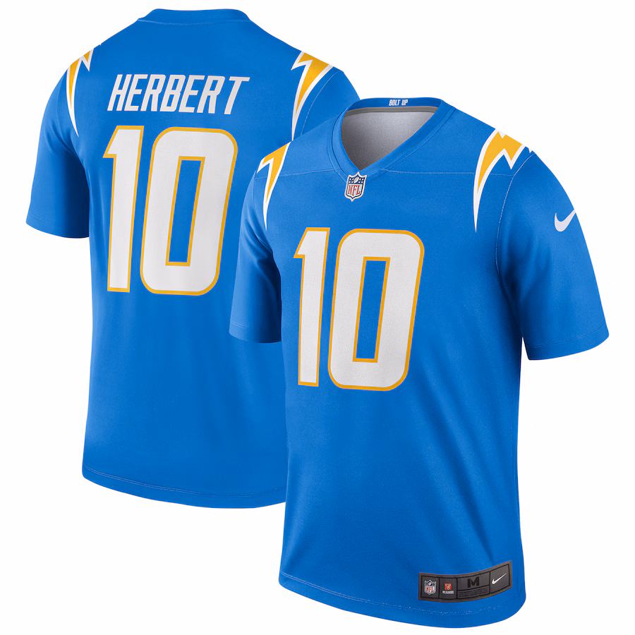 Men's Los Angeles Chargers Justin Herbert Nike Powder Blue Team Legend Player Performance Top - ujerseystore