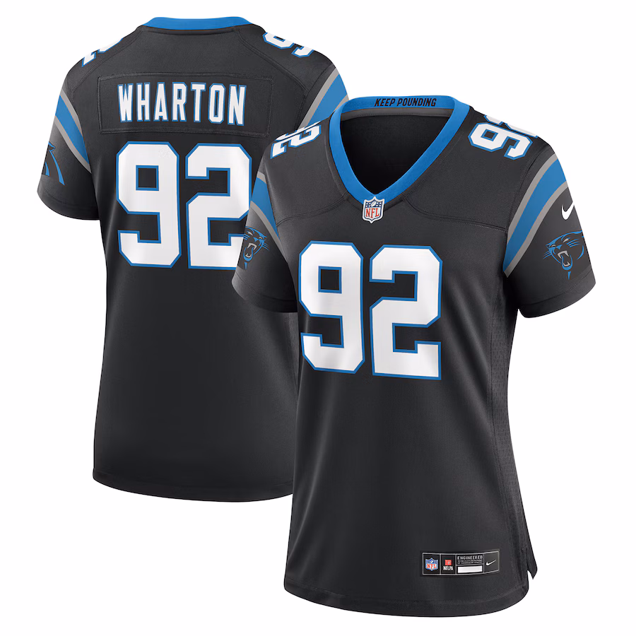 Women's Carolina Panthers Tershawn Wharton Nike Black Team Game Jersey - ujerseystore