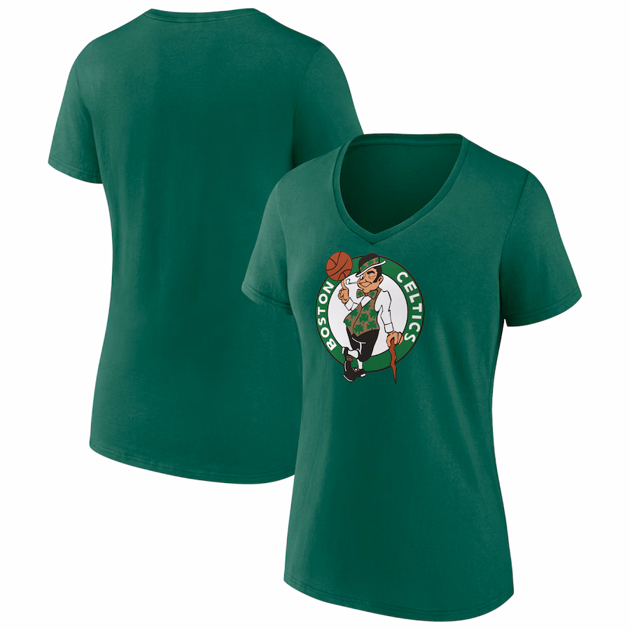 Women's Boston Celtics Green Logo V-Neck T-Shirt - ujerseystore