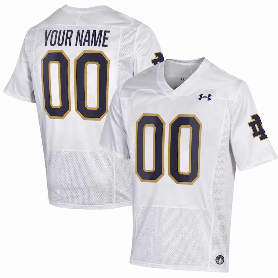 Notre Dame Fighting Irish Under Armour Replica Custom Jersey - White - ujerseystore