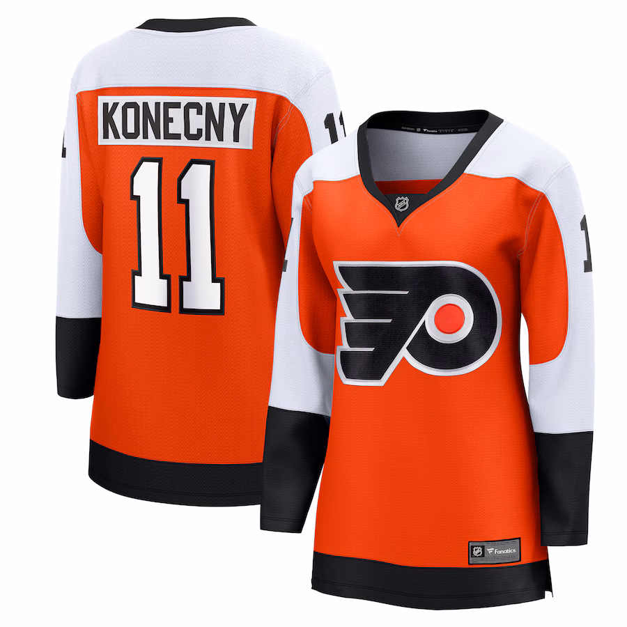 Women's Philadelphia Flyers Travis Konecny Fanatics Orange Home Breakaway Player Jersey - ujerseystore