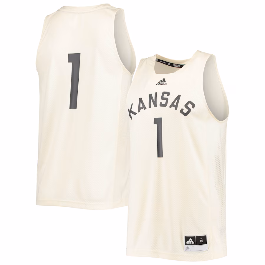 Men's adidas #1 Cream Kansas Jayhawks Reverse Retro Jersey - ujerseystore
