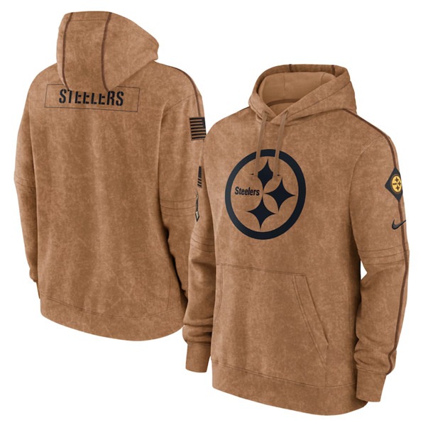 Men's Pittsburgh Steelers 2023 Brown Salute to Service Pullover Hoodie - ujerseystore