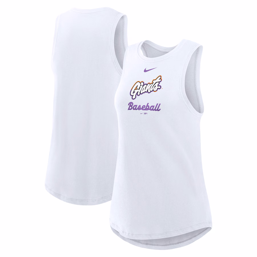 Women's San Francisco Giants Nike White 2025 City Connect Tri-Code High Neck Performance Tank Top - ujerseystore