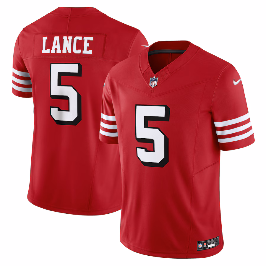 Men's San Francisco 49ers Trey Lance Nike Scarlet Vapor F.U.S.E. Limited Jersey - ujerseystore