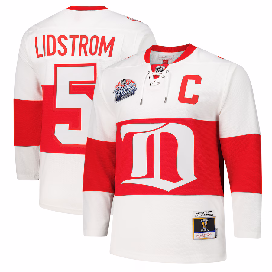Men's Detroit Red Wings Nicklas Lidstrom White 2008-09 Power Play Jersey - ujerseystore