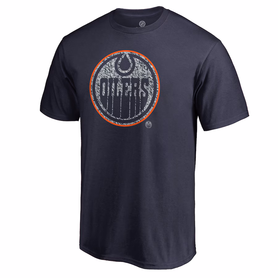 Men's Edmonton Oilers Navy Static Logo T-Shirt - ujerseystore