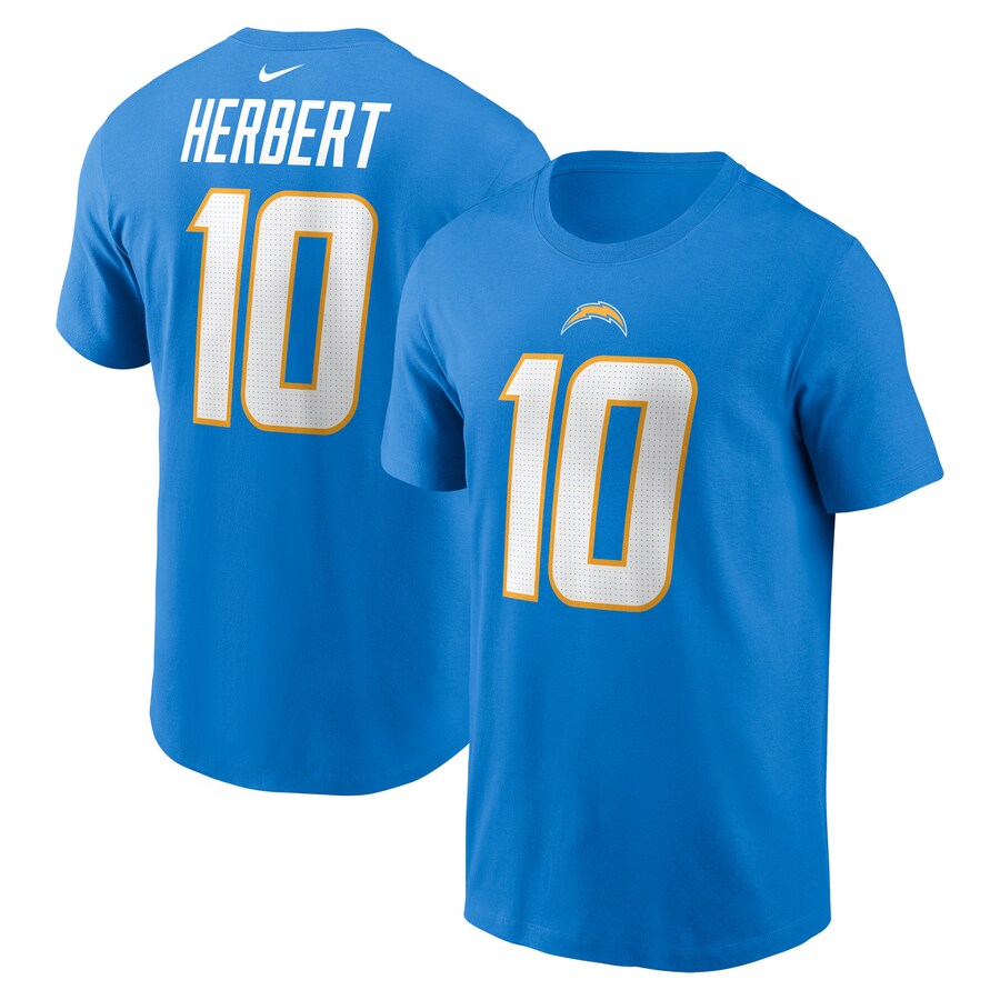 Men's Los Angeles Chargers Justin Herbert Nike Powder Blue Player Name & Number T-Shirt - ujerseystore
