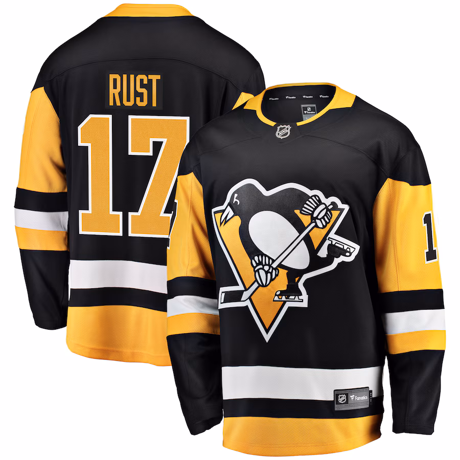 Men's Pittsburgh Penguins Bryan Rust Fanatics Black Home Breakaway Player Jersey - ujerseystore