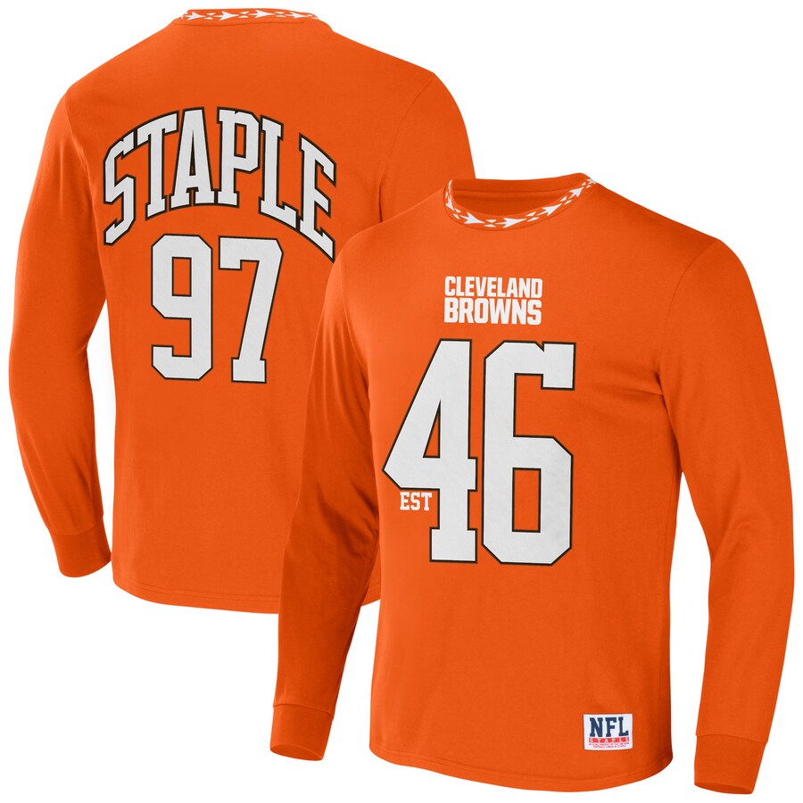 Men's Cleveland Browns NFL x Staple Orange Core Team Long Sleeve T-Shirt - ujerseystore
