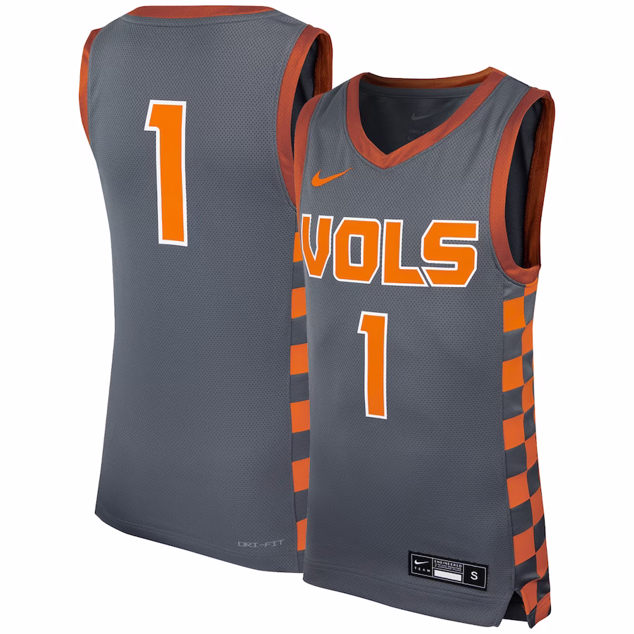 #1 Tennessee Volunteers Nike Youth Icon Replica Basketball Jersey - Gray - ujerseystore