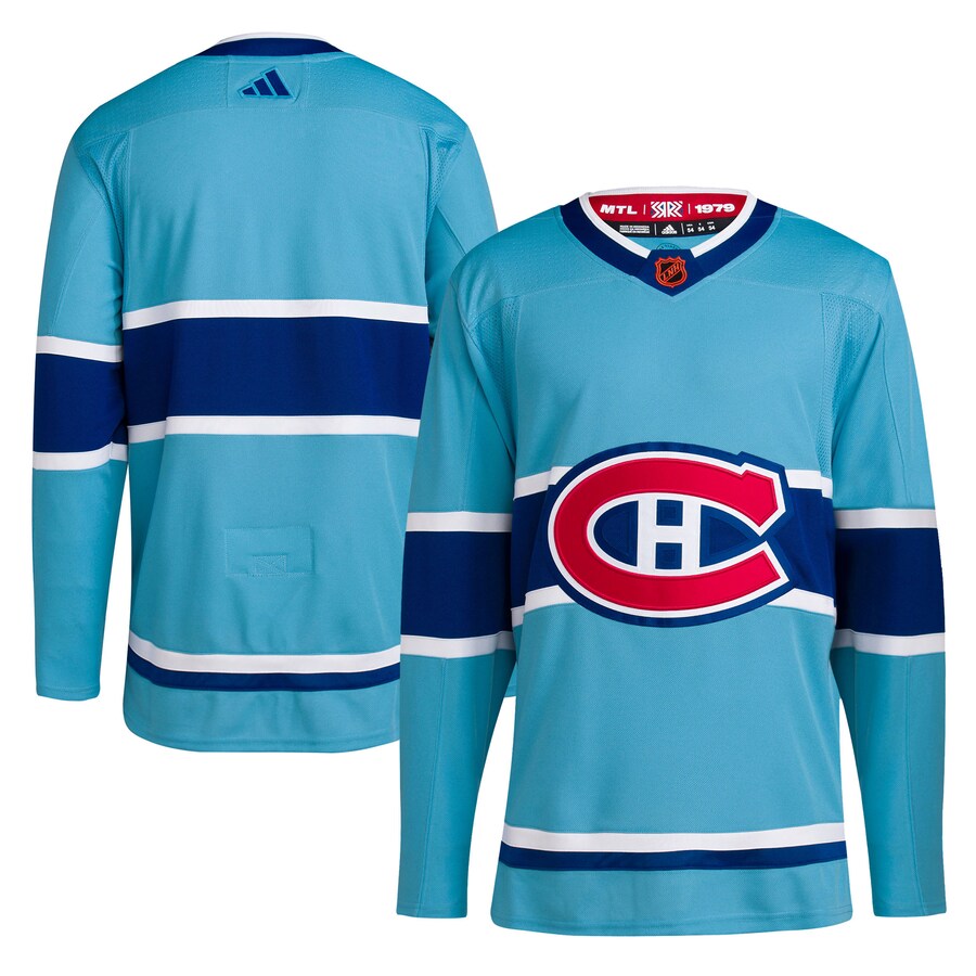 Men's Montreal Canadiens adidas Light Blue Reverse Retro 2.0 Authentic Blank Jersey - ujerseystore