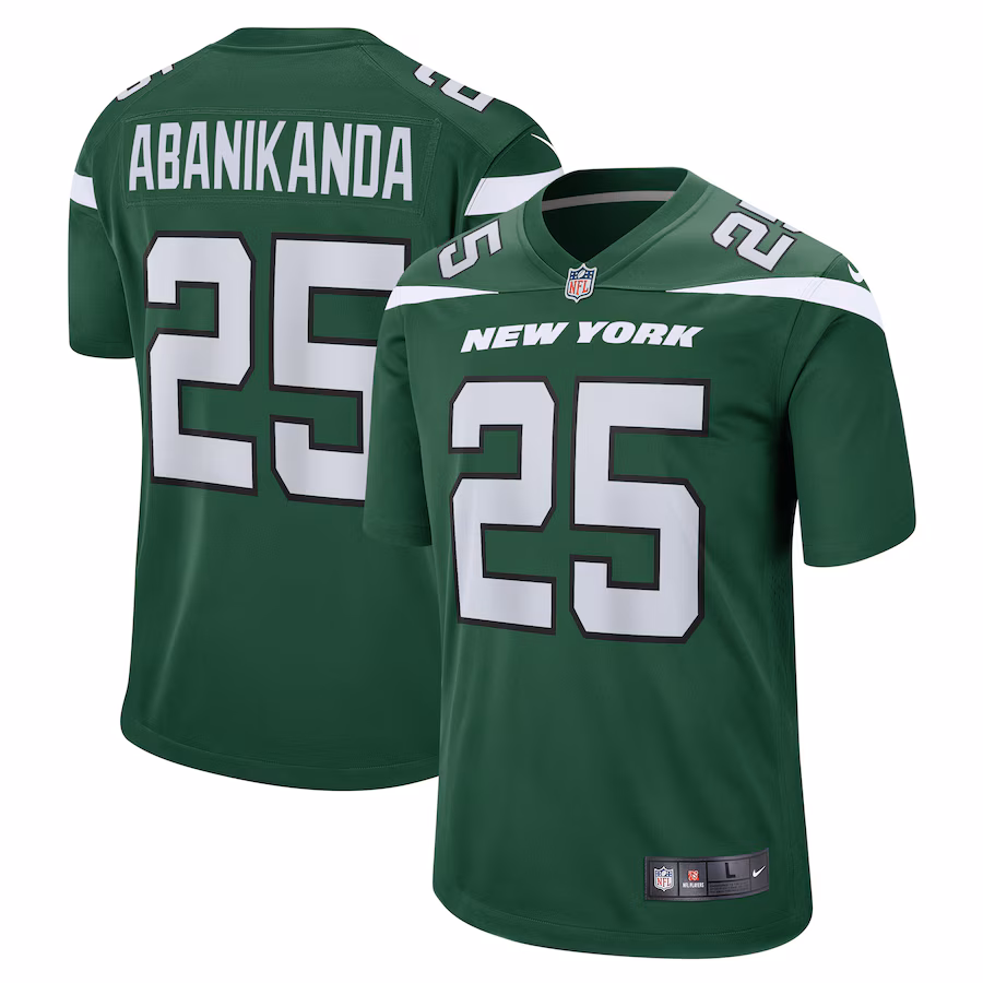 Men's New York Jets Israel Abanikanda Nike Gotham Green  Game Jersey - ujerseystore