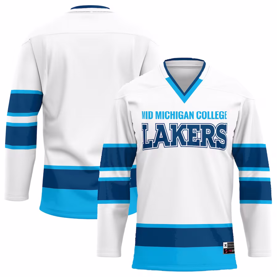 Mid Michigan College GameDay Greats Youth  Hockey Jersey - White - ujerseystore