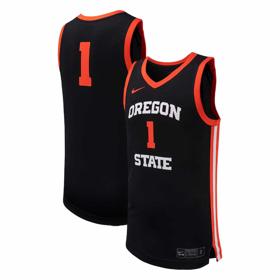 #1 Oregon State Beavers Nike Unisex Team Replica Basketball Jersey - Black - ujerseystore