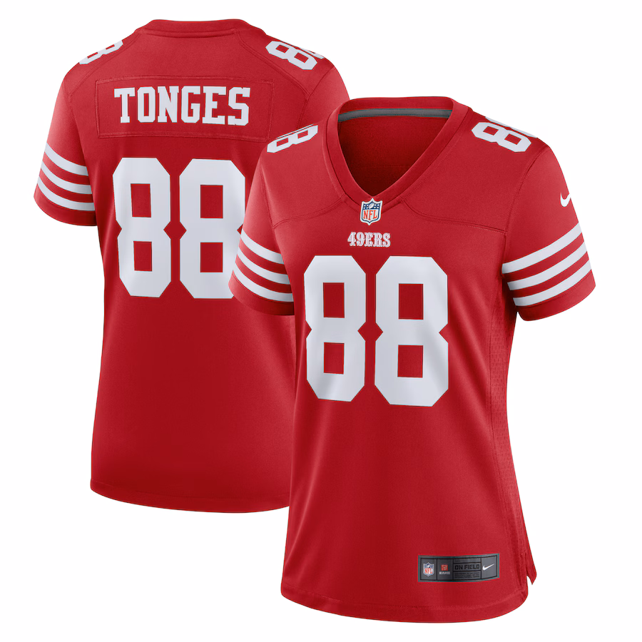 Women's San Francisco 49ers Jake Tonges Nike  Scarlet Team Game Jersey - ujerseystore