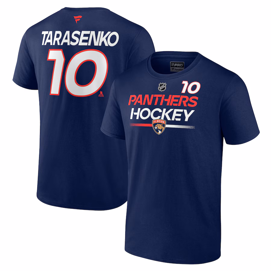 Men's Florida Panthers Vladimir Tarasenko Fanatics Navy Authentic Pro Prime Name & Number T-Shirt - ujerseystore