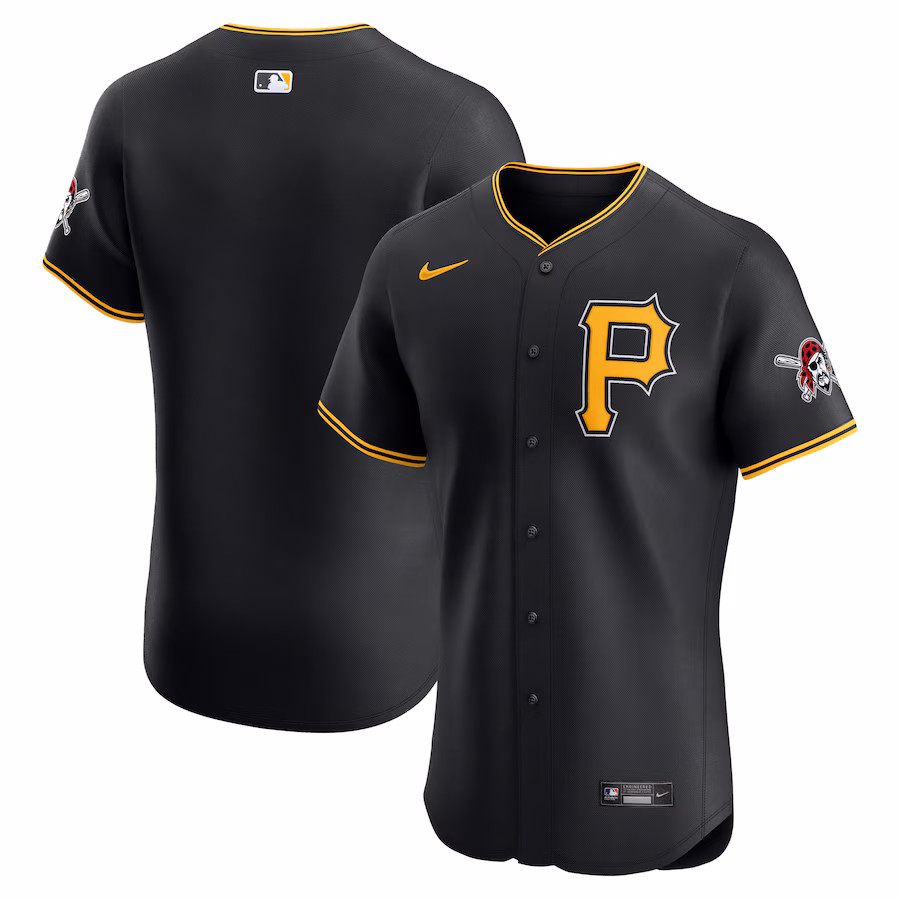 Men's Pittsburgh Pirates Nike Black Alternate Vapor Premier Elite Patch Jersey - ujerseystore