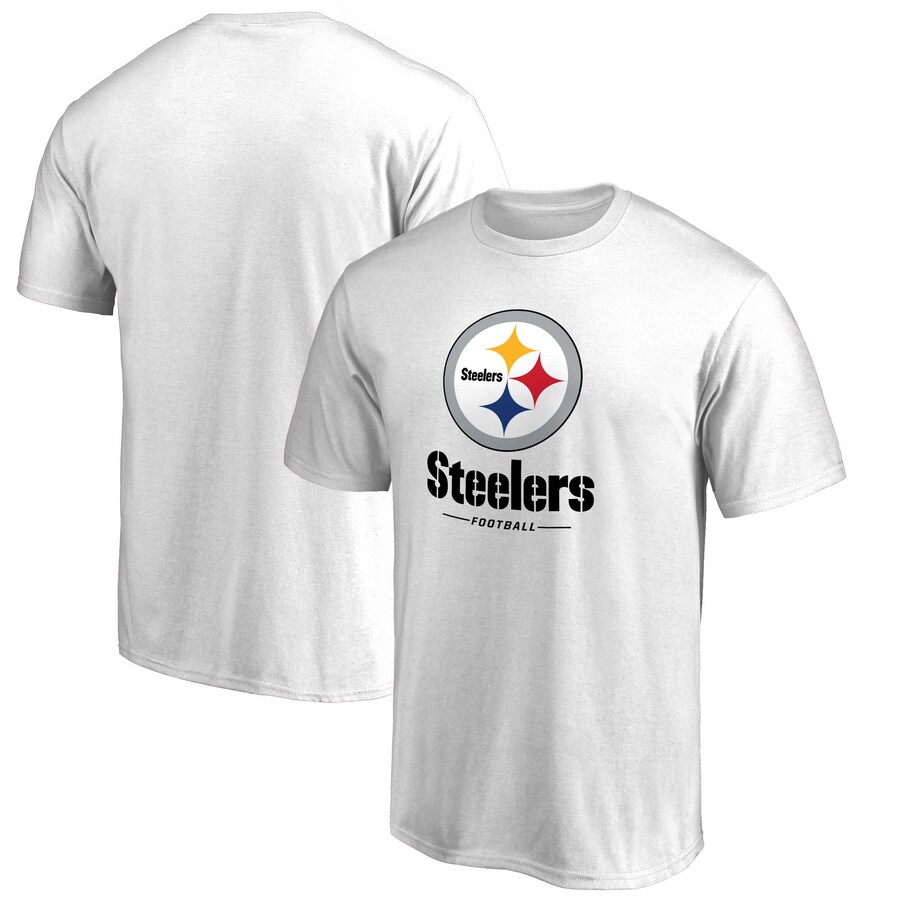 Men's Pittsburgh Steelers White Team Lockup 2 T-Shirt - ujerseystore