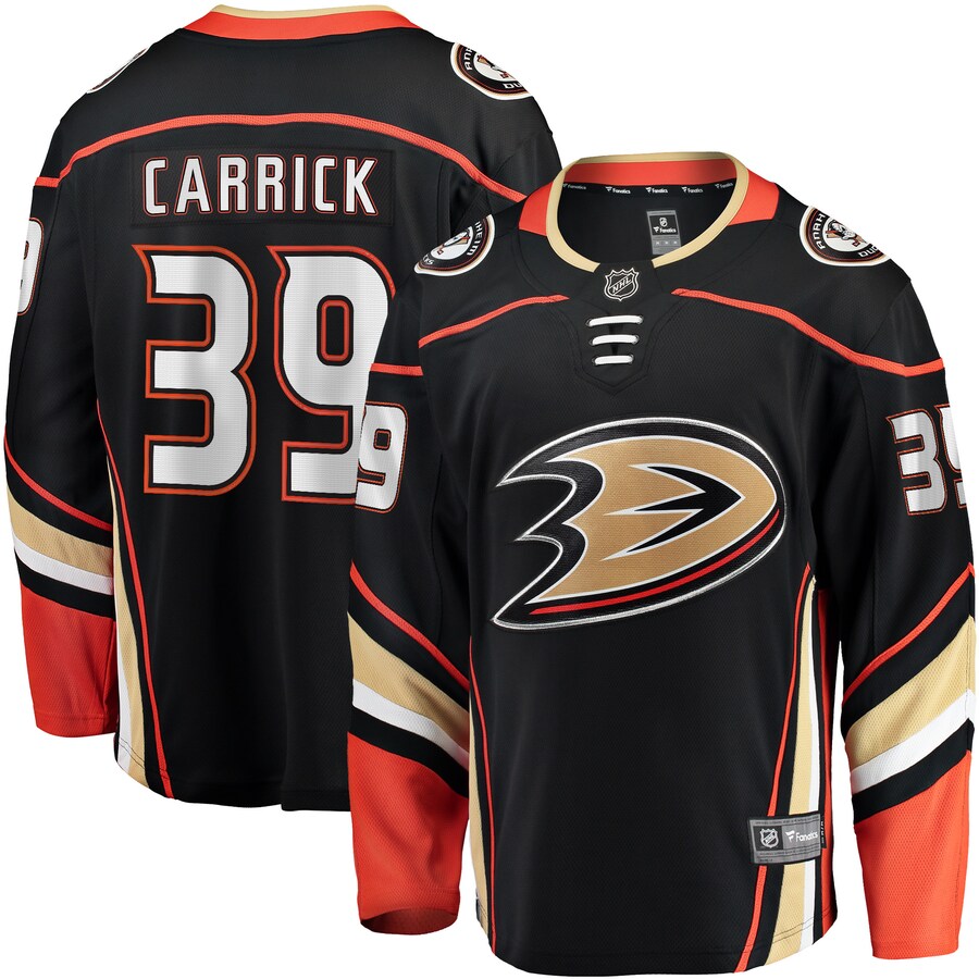 Men's Anaheim Ducks Sam Carrick Fanatics Branded Black Home Breakaway Player Jersey - ujerseystore