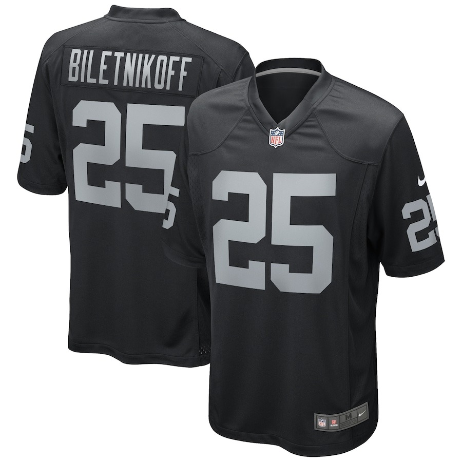 Men's Las Vegas Raiders Fred Biletnikoff Nike Black Game Retired Player Jersey - ujerseystore