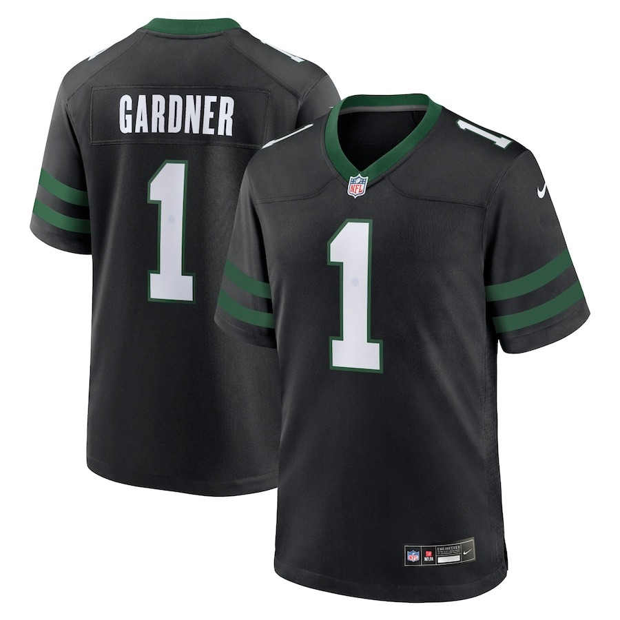 Men's New York Jets Ahmad Sauce Gardner Nike Legacy Black Alternate Game Jersey - ujerseystore