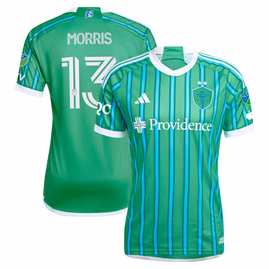 Men's Seattle Sounders FC Jordan Morris adidas Green 2024 The Anniversary Kit Authentic Player Jersey - ujerseystore