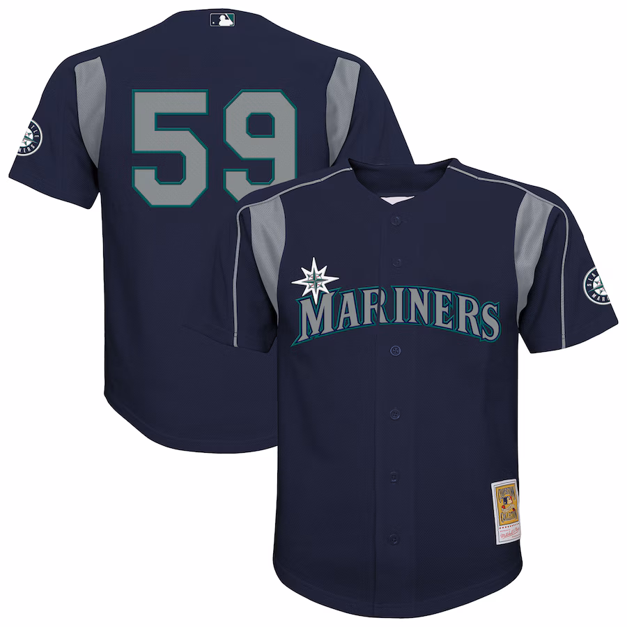 Youth Seattle Mariners Felix Hernandez Mitchell & Ness Navy Mesh Batting Practice Jersey - ujerseystore