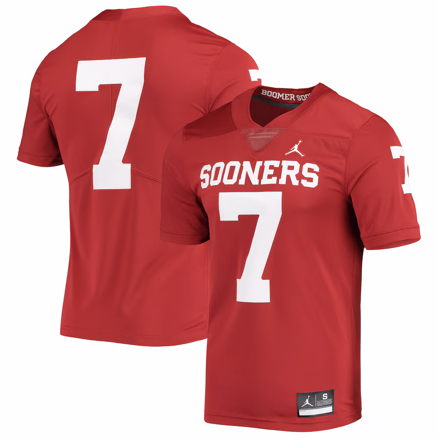 Men's Jordan Brand #7 Crimson Oklahoma Sooners Team Limited Jersey - ujerseystore