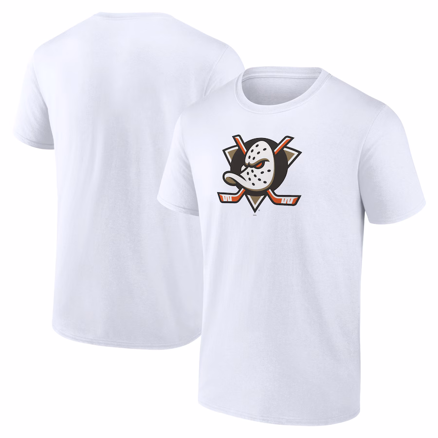 Men's Anaheim Ducks White Primary Logo T-Shirt - ujerseystore