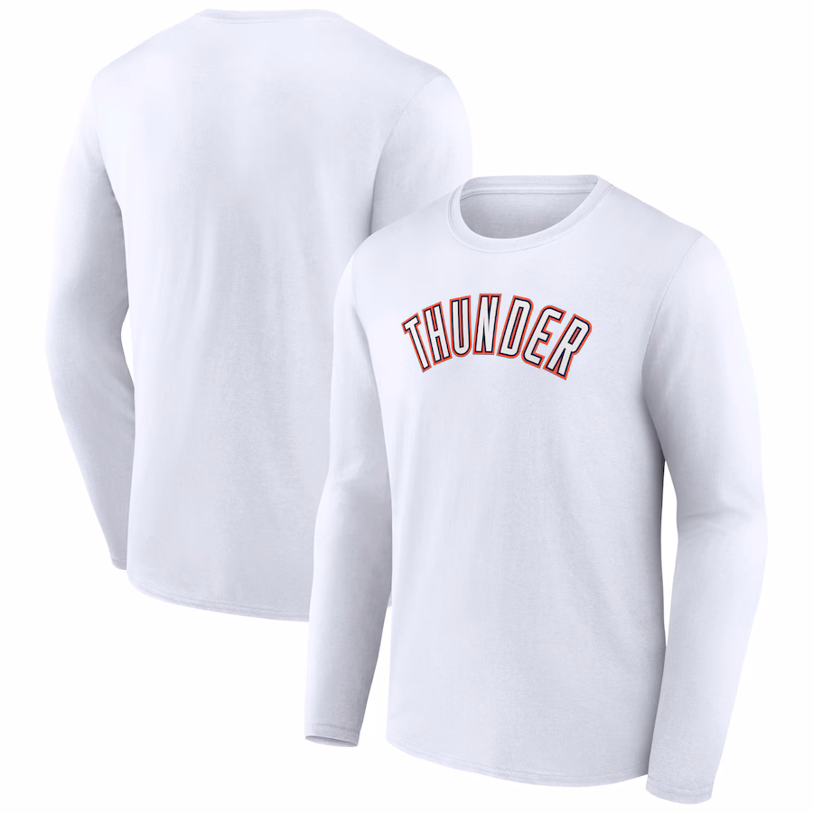 Men's Oklahoma City Thunder White Alternate Logo Long Sleeve T-Shirt - ujerseystore
