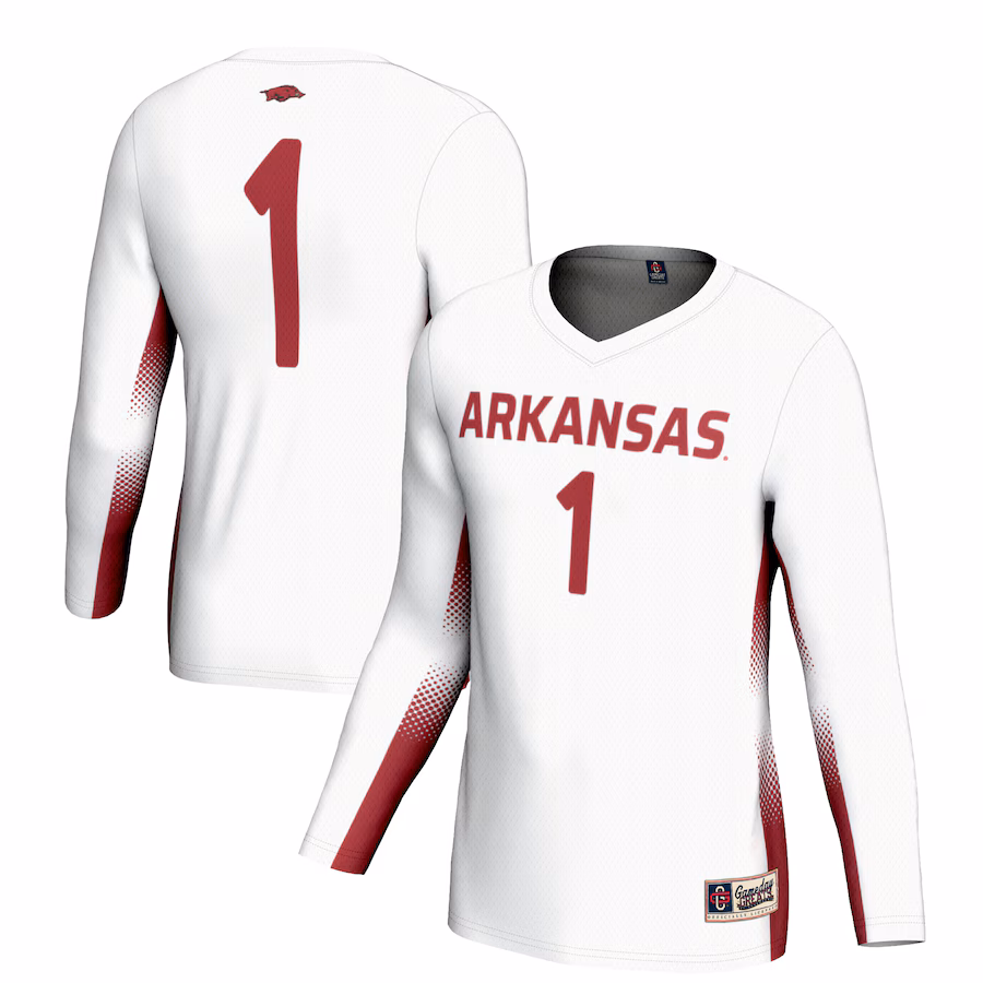 Unisex GameDay Greats #1 White Arkansas Razorbacks Lightweight Volleyball Jersey - ujerseystore